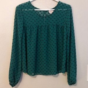 Merona Green Long Sleeve Blouse Perfect Condition